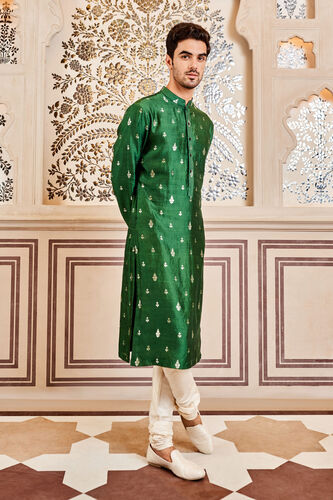 Avyan Kurta - Green, Emerald Green, image 2